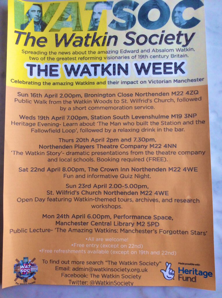 The Watkin Week. Sunday 16th to Monday 24th April. @WatkinSociety @NPTCPlayers @InnNorthenden @HeritageFundUK
