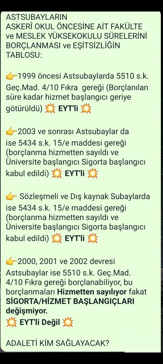 timur_berkut's tweet photo. @KucukkayaIsmail 2000-2001-2002 devresi Astsubayların mağduriyeti çözüm bekliyor.

#EGMveTSKBorçlanmaMağduru https://t.co/ED4cZdGFVu