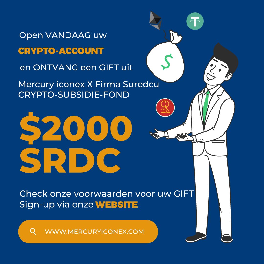 Mercuryiconex's tweet image. Sign up for a Mercury Crypto account &amp;amp; receive $10, $20 or $50 worth of Cryptocurrencies. #SRDC #erc20

“The One For All &amp;amp; All For One CEX”. 
💹Crypto-prices: mercuryicon.org
📲Register for an account: mercuryiconex.com
📳 Join our Telegram: t.me/mercury_iconex…