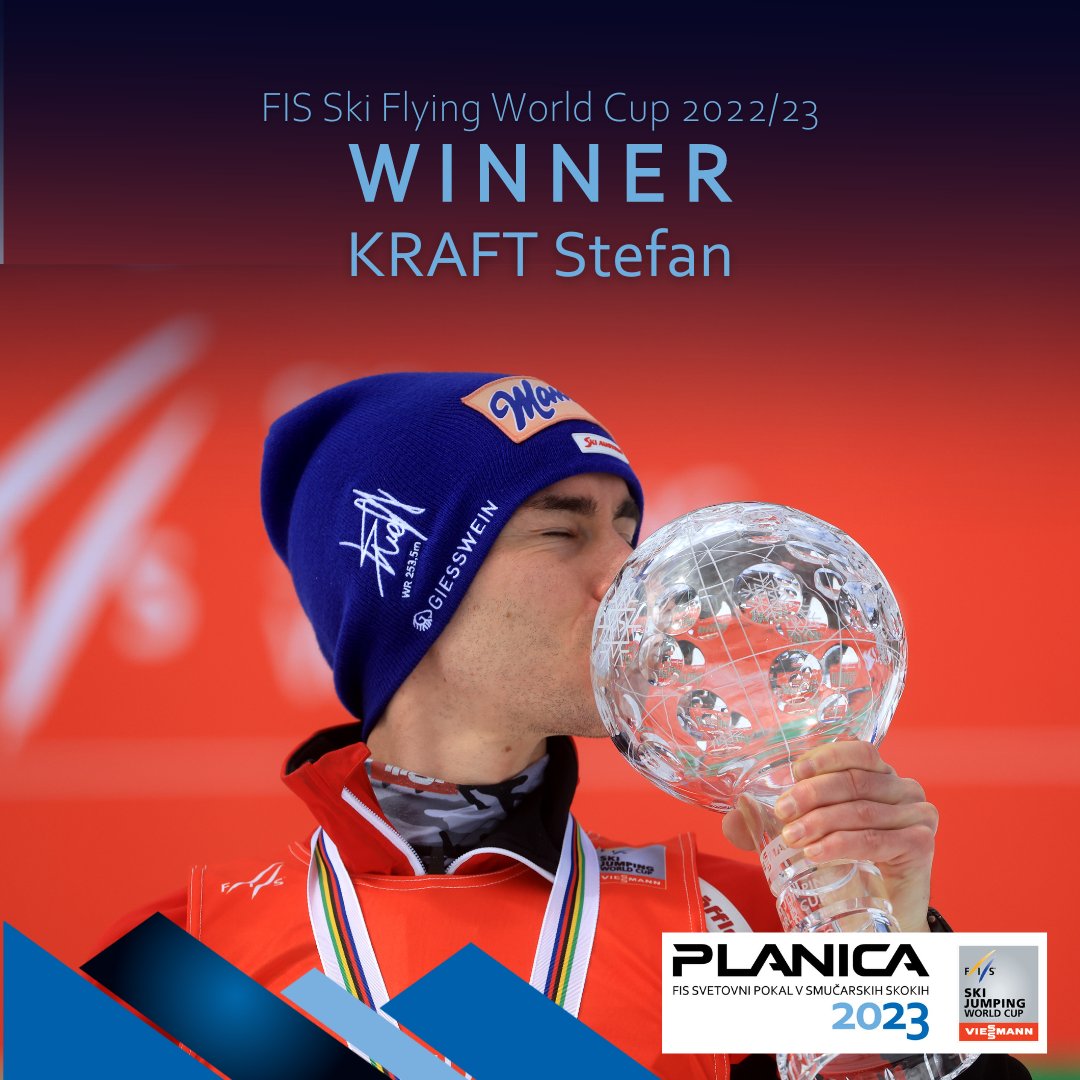 The winner of FIS Flying World Cup 2022/23 is Stefan Kraft! 🇦🇹 Congratulations! 👏 1. Stefan Kraft 🇦🇹 2. Halvor Egner Granderud 🇳🇴 3. Anže Lanišek 🇸🇮 #planica #planica2023 #ifeelslovenia #fisskijumping @FISskijumping @KranjskaGora