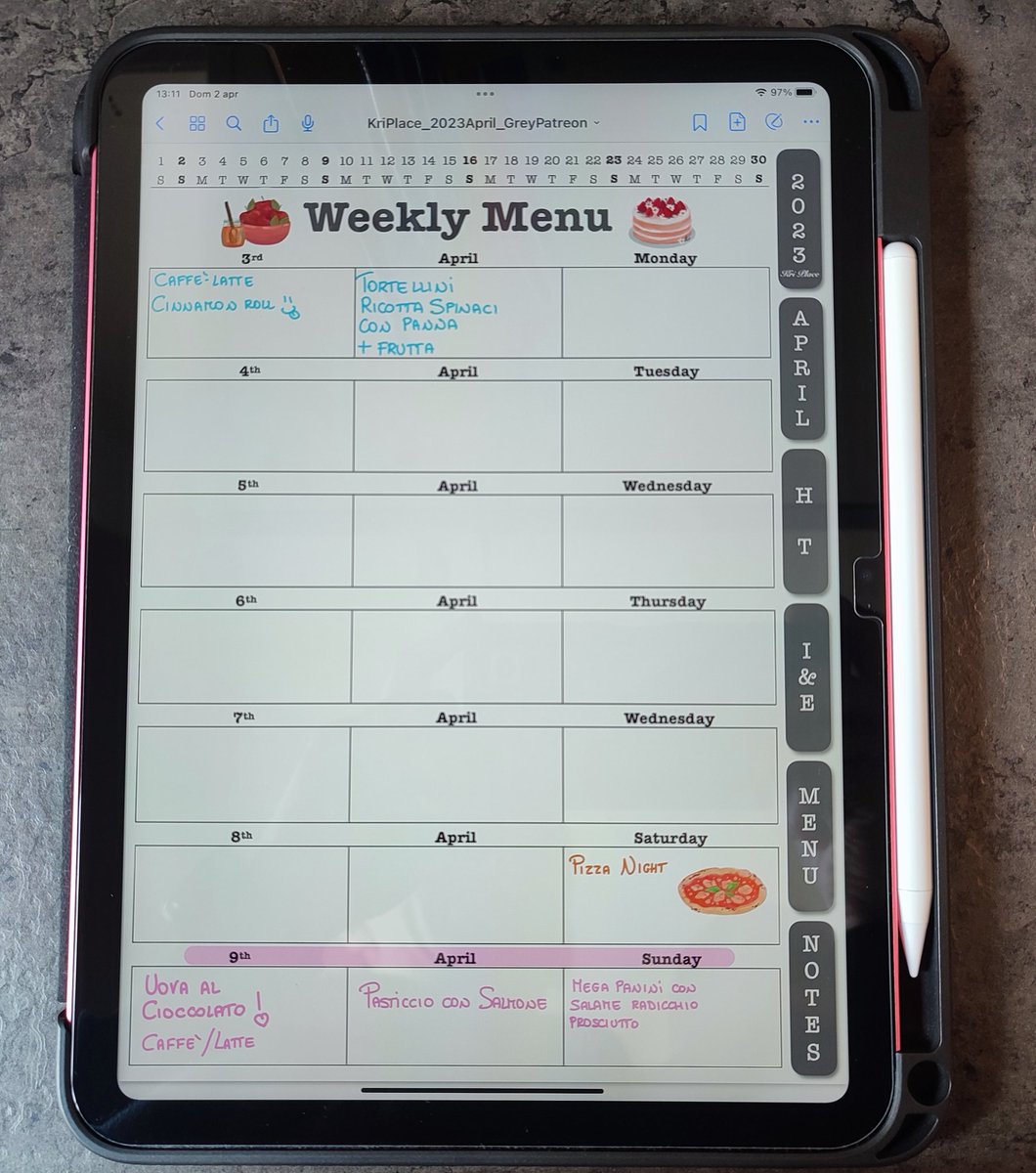 kriforever's tweet photo. Buona domenica! Noi stiamo decidendo i menù per la settimana, per ora di sicuro c'è solo quello di #Pasqua deciso dai bambini!
Qualche suggerimento? 😜
https://t.co/n8BN4hYugR
#digitalplanner #weeklymealprep #weeklymenuplanner #kriplace #momlife #planyourlife #Patreon #goodnotes5 https://t.co/Y5mrhovjyA
