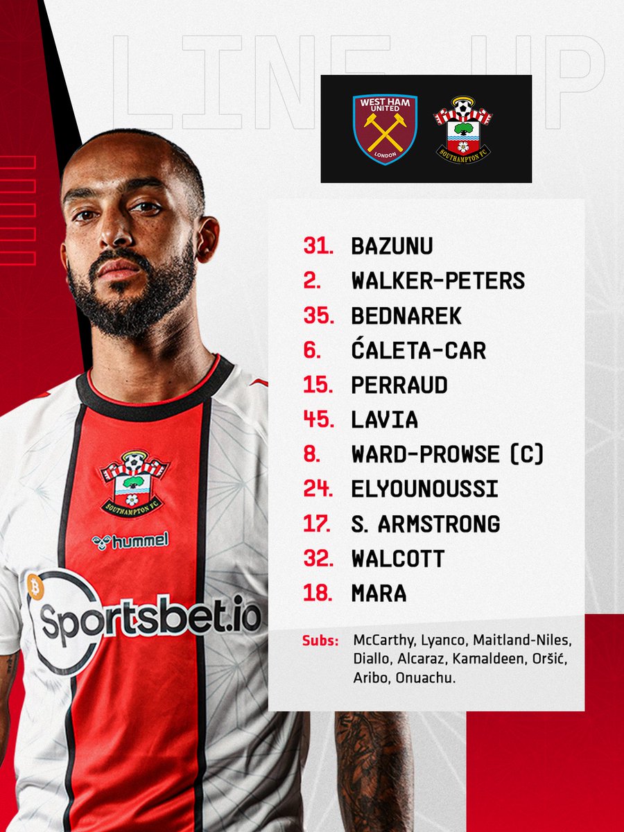COME ON YOU REDS 🔴⚪️

Your #SaintsFC side to take on #WHUFC: