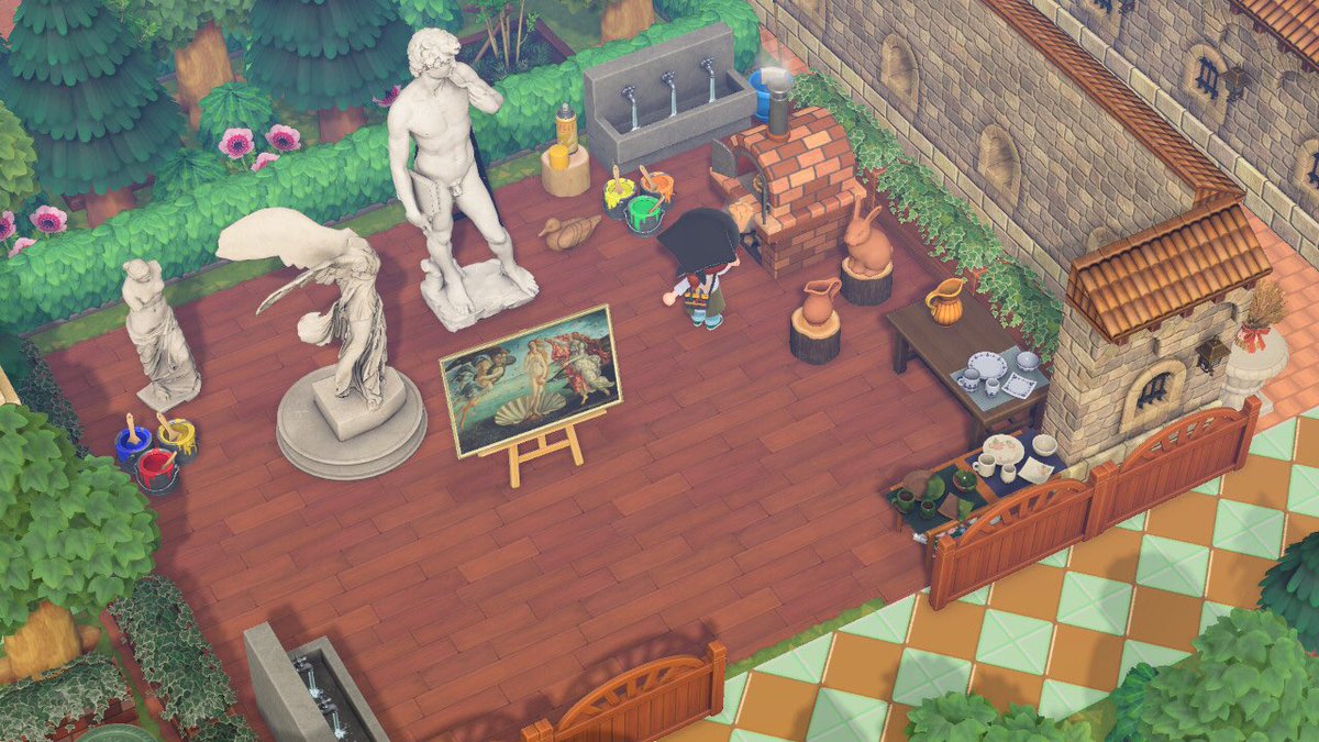 美術室です🖌ひたすらお絵描きしたり作ったりする図工の日とか学校であったら楽しいだろうに♪
#ACNH
#AnimalCrossing 
#島クリ