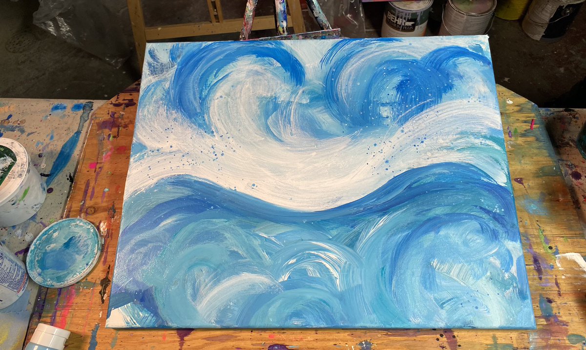 KateMLArtwork's tweet image. WIP’s On the easels…thinking of Caribbean blues.#abstractartist #abstractexpressionism #blueabstract #workinprogress