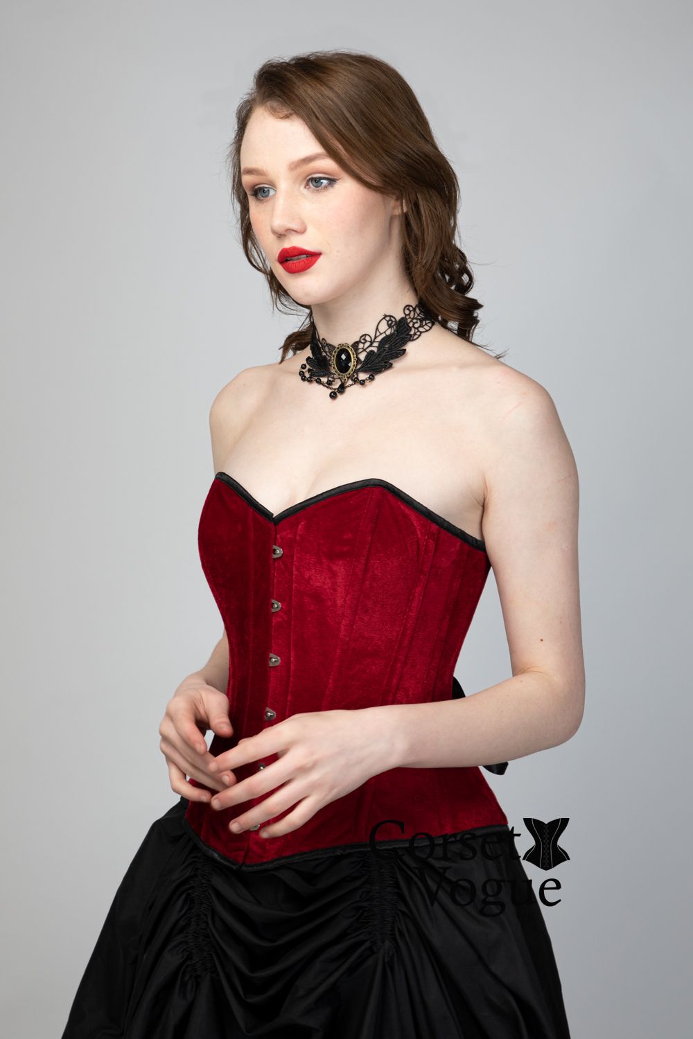 Garnet Velvet Corset, Hourglass Silhouette, Regular – Timeless Trends