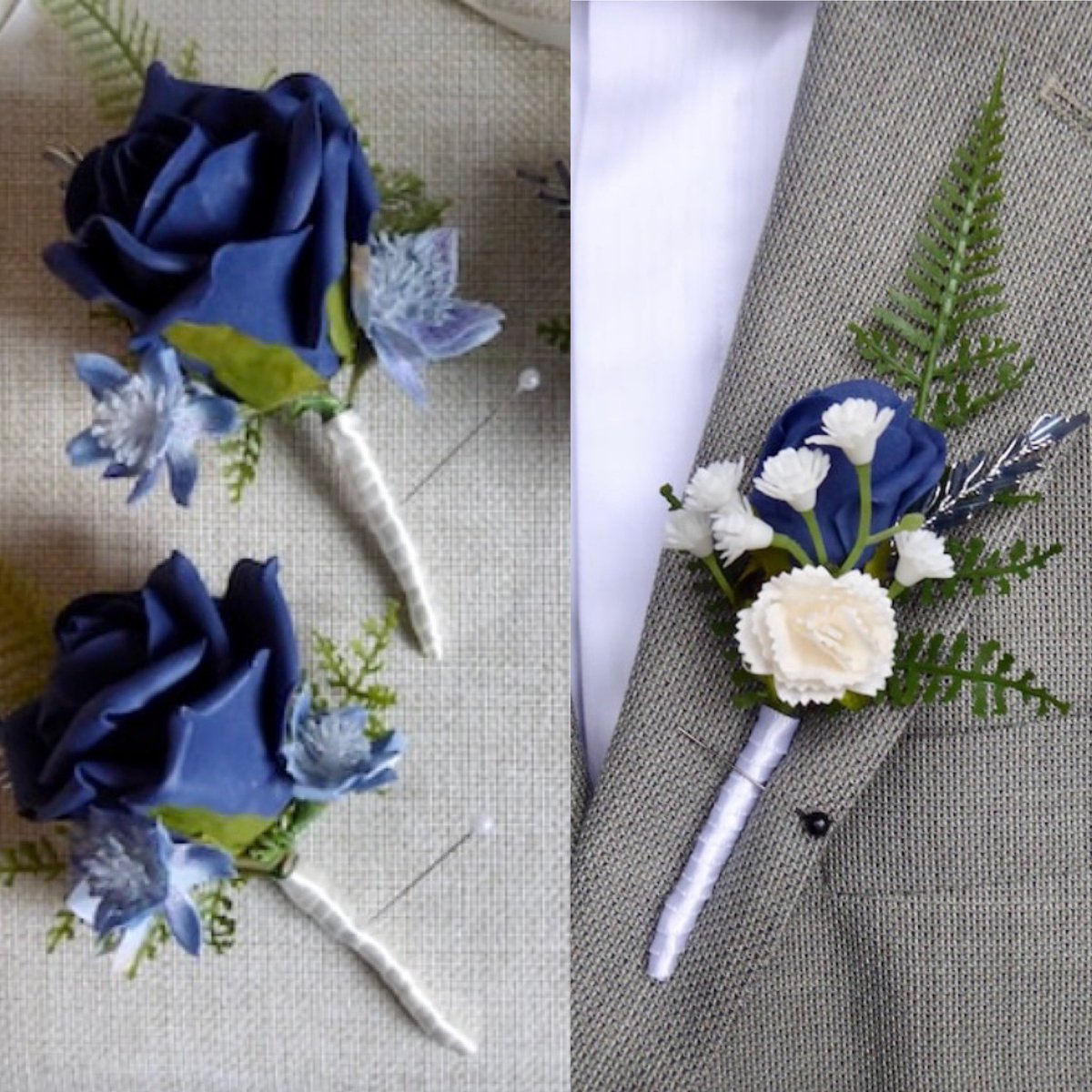 Navy blue buttonholes/corsages 

#wedding #Raceday #formalevent #horsetrials #ladiesday #specialoccasion #weddingguest #flowers #keepsake #buttonhole #corsage #smallbiz #EtsyHandmade #FloweryWonder #bridalflowers #navy #weddingday #corsage