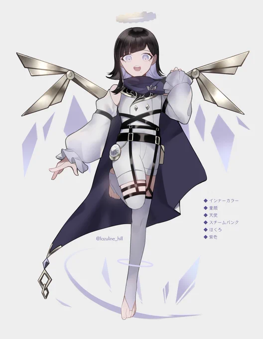 たらま氏(  )主催のキャラ被りデザインゲーム参加しました!ベルトと機械羽が楽しかったッ 