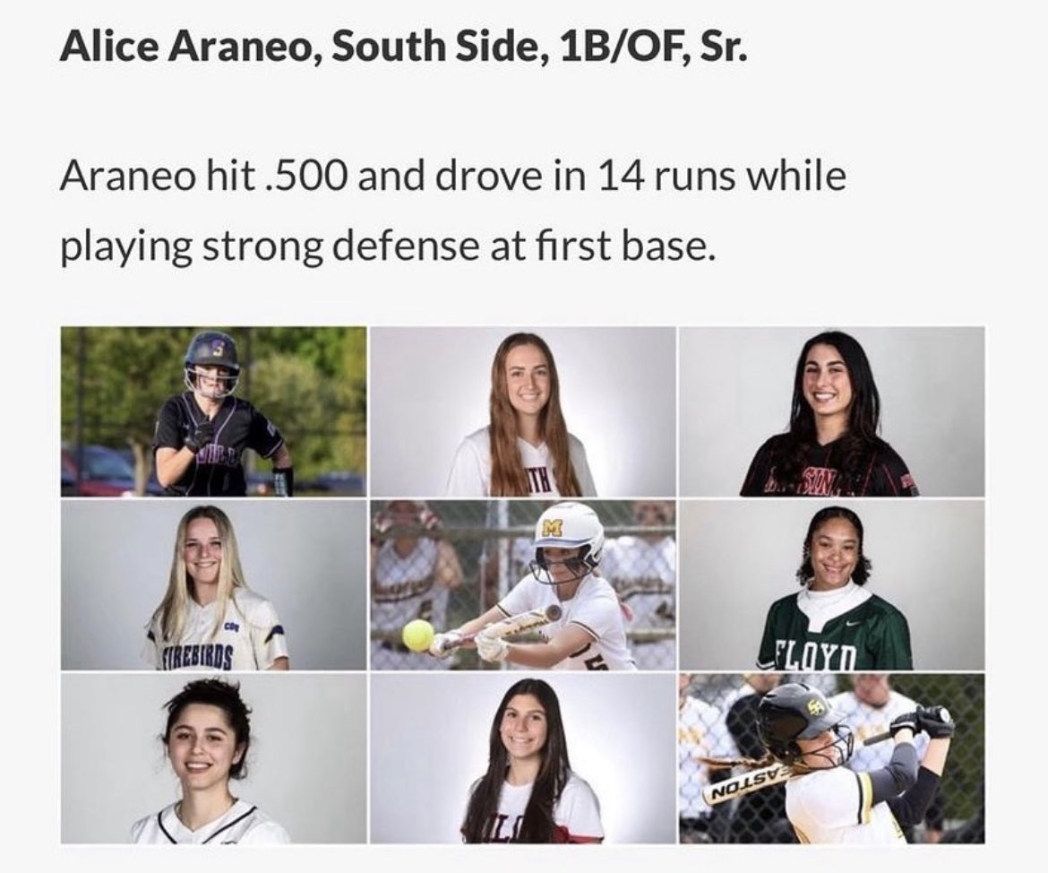 SSHSOrchestra's tweet photo. Congratulations to #SSHSOrchestra concertmaster Alice Araneo on being named one of Long Island’s Top 100 softball players!  Talk about multi-talented! 🥎 🎶#PlayOnRVC #GameOnRVC @RVCSchools @PtaSshs https://t.co/lqILD466m5