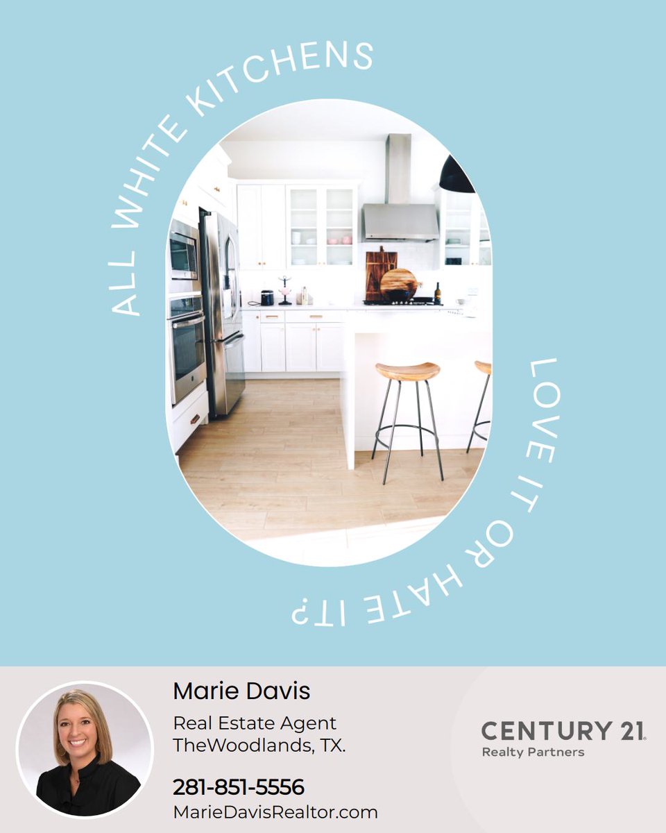 mariedavishomes's tweet photo. Some people love all-white kitchens, while others hate them. So what do you think? Are you team all-white kitchen or not?

#Century21 #RealtyPartners #kitchenremodel #designonabudget #designtips #homeupdate #weekendproject https://t.co/bX7BHSnJ8J