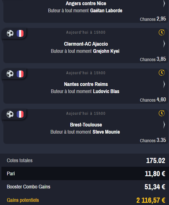 J'arrondi le compte! 
Si le combo passe j'offre 116E57 à quelqu'un qui a RT et follow!
Bon match à tous