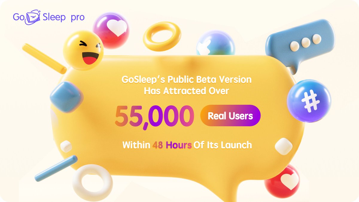 gosleep01's tweet photo. 🌟🚀 Over 5⃣5⃣,0⃣0⃣0⃣ real users have joined the Gosleep revolution within just 48 hours of our Public Beta Launch! 🎉 
🙌Thank you for the incredible support and enthusiasm! 💤✨
✨Experience the future of sleep technology with Gosleep today: 🔗 https://t.co/pwrztSF2sU
 🎁rt, like & comment to win 1⃣ Starlight Edition

#GoSleep #Arbitrum