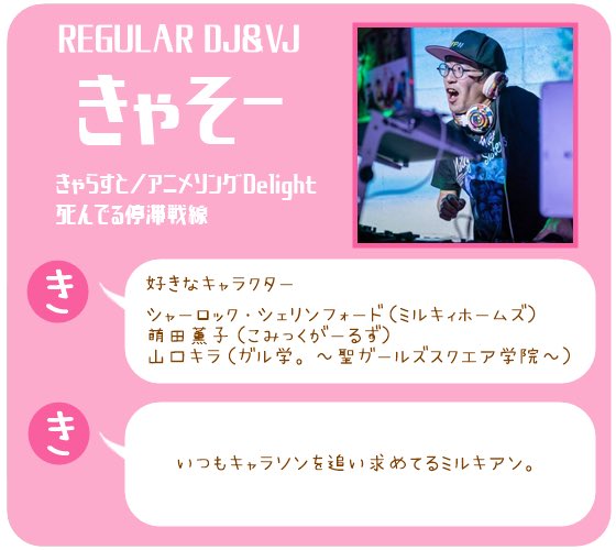 ～第十一話～ 出演者紹介-----------------------------🎧レギュラーDJ＆VJ🎥きゃそー(  