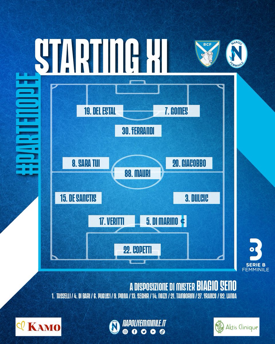 💙 LE #PARTENOPEE IN CAMPO
⚽ Brescia vs Napoli Femminile

🕔 Calcio d'inizio ore 15:00
🔴 In diretta gratuita su elevensports.com

#NapoliFemminile #ForzaAzzurre #SerieBFemminile #BresciaNapoli
