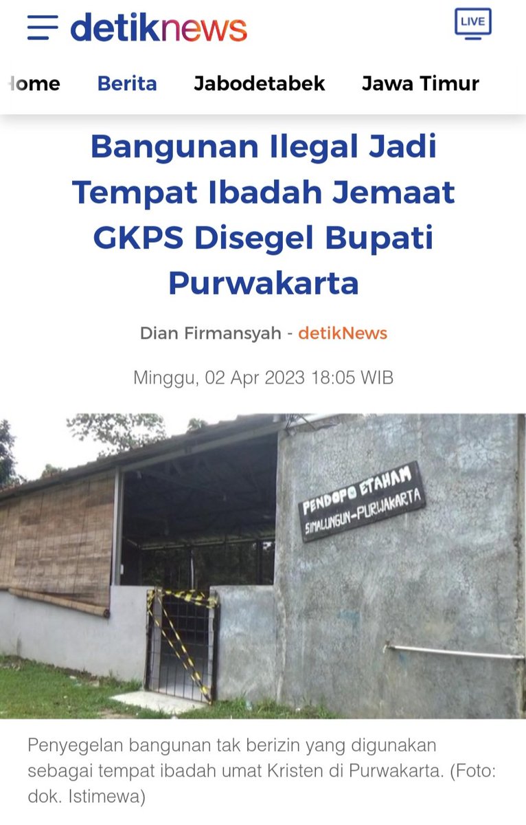 Beribadah itu tidak perlu izin. Ibadah juga di tempat sendiri, bukan di tempat umum, tdk merugikan orang lain. Kalau ada bangunan dijadikan tempat ibadah belum berizin, ya dibantu izinnya, apa susahnya sih? Kecuali takut pd klmpk2 radikal.