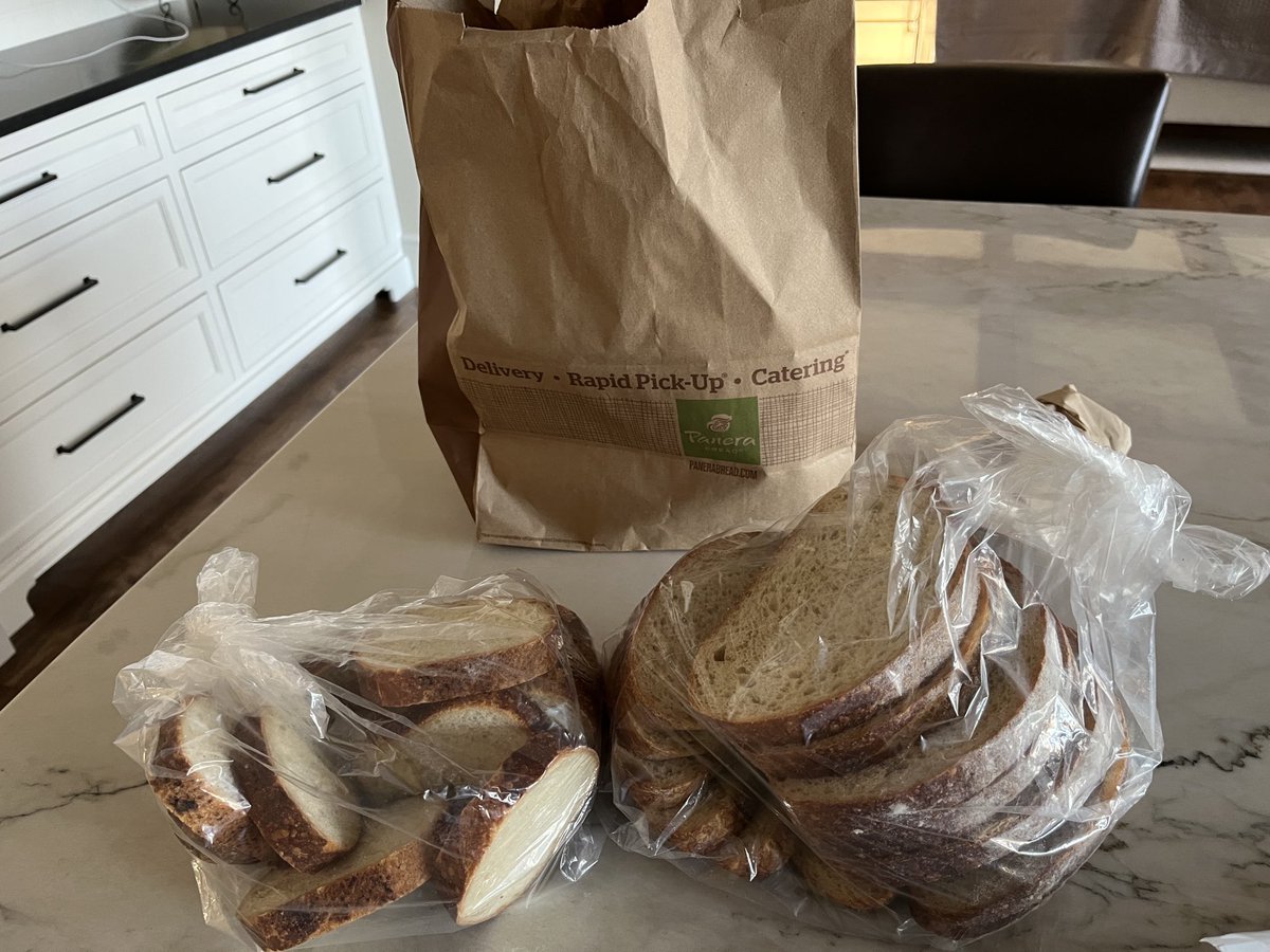 Two loaves of bread sliced thin please?  Ouch@panerabread