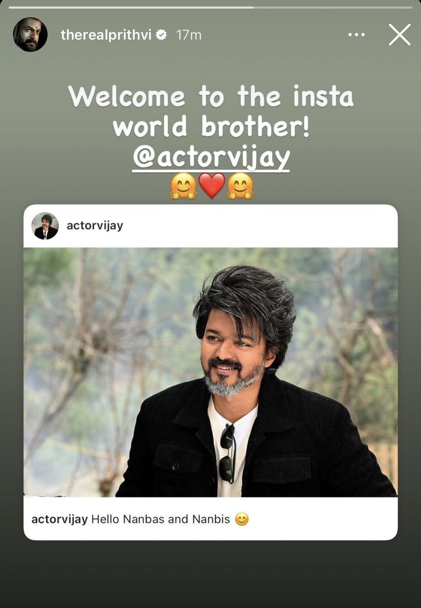 _cine_updates's tweet photo. @PrithviOfficial  Welcoming @actorvijay  to Instagram😎🔥
#Leo #LeoFilm
#ThalapathyOnINSTAGRAM https://t.co/eYPoghPZOh