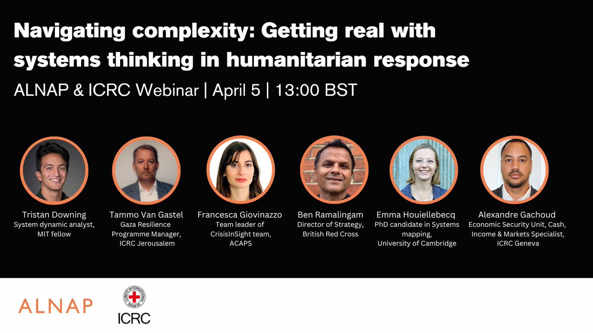#Webinar | Interested in what #systemsthinking in #humanitarian response is, what impact it might have, & how you could apply it to your own work? Join us this 5 April at 14:00 Geneva time for this online event organised by @ALNAP & @ICRC. ®️Register: odi-org.zoom.us/webinar/regist…