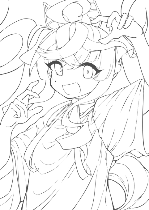 線画できた
あ、服の柄描いてな～い 
