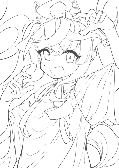 線画できた
あ、服の柄描いてな～い 