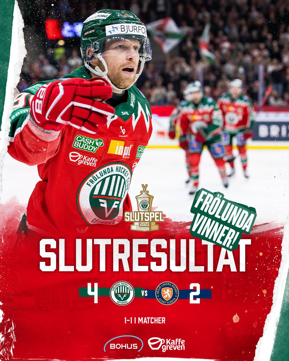 frolunda_hc's tweet photo. VINST! Seger med 4-2 i Scandinavium och semifinalserien är utjämnad, 1-1 i matcher. https://t.co/qa2CvMvum1