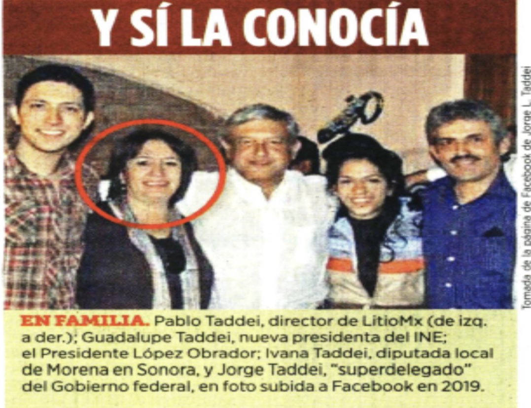 JesusMartinMx's tweet photo. Miren. Resulta que @lopezobrador_ SÍ conoce a la hoy consejera presidente del @INEMexico Guadalupe Taddei. Con imagen de @Reforma https://t.co/AOqxgADjBc