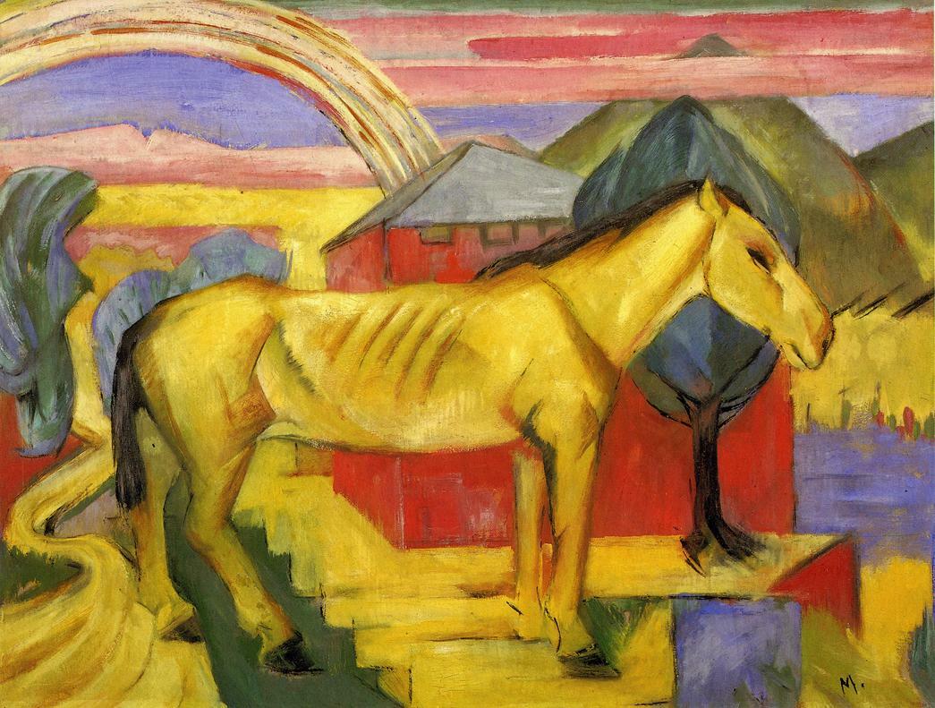 Long Yellow Horse, 1913 #cubism #franzmarc wikiart.org/en/franz-marc/…