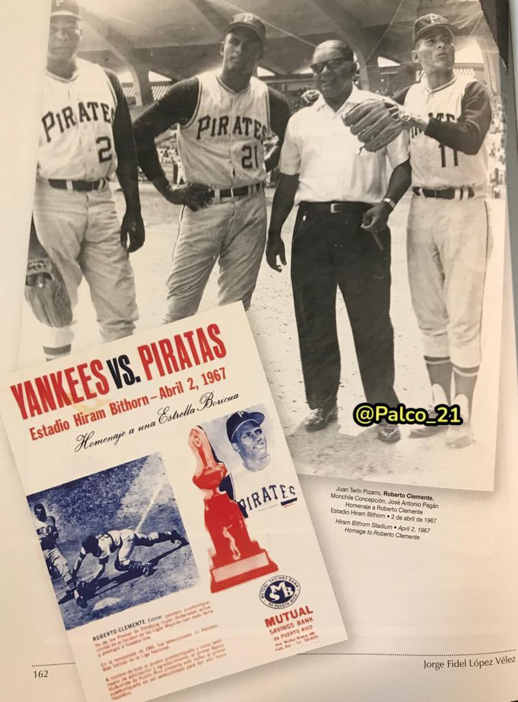 Abril 2 1967 @ Estadio Hiram Bithorn San Juan PR 🇵🇷 #Yankees vs #Pirates #RobertoClemente #TerinPizarro #JoseAntonioPagan #MonchileConcepcion ©️LibroRobertoClementeElAstroBoricua  🇵🇷👇🏼