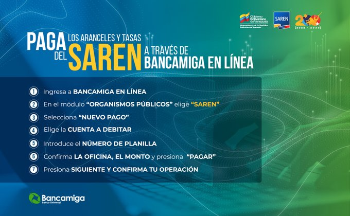 Saren_ve's tweet photo. #Entérate ➡️ Conoce la ruta para cancelar aranceles y tasas del @SarenVzla a través de Bancamiga: 

Más detalles aquí: https://t.co/qVNR5jEBgq

#2Abr 
#DomingoDeRamos https://t.co/ZxitNMnIpe