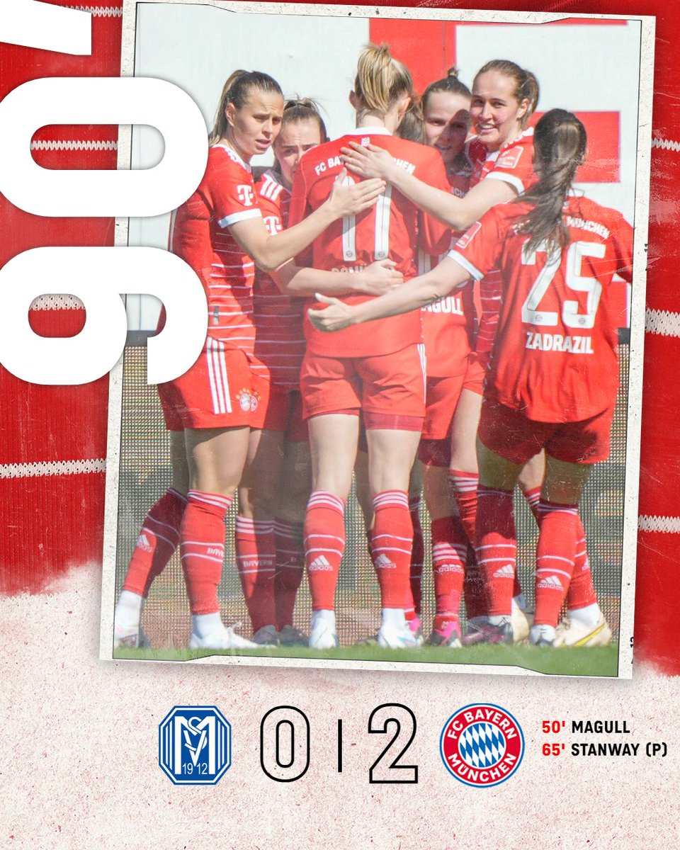 FCBfrauen's tweet photo. Wir gewinnen verdient mit zwei Toren von @LinaMagull1994 und @StanwayGeorgia  gegen Meppen! 😍💪

#SVMFCB #FCBayern #MiaSanMia https://t.co/rxcU71TSLk