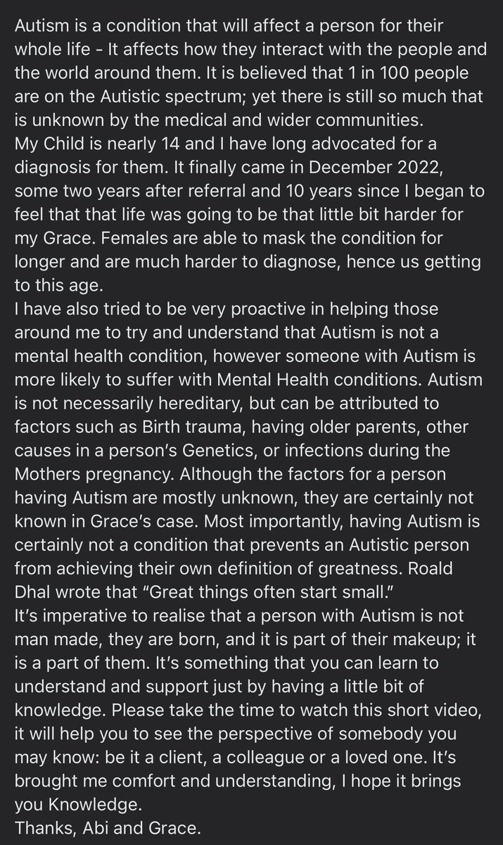 HogsdenAbi's tweet photo. Just a little something I wrote for work and #AutismAwarenessWeek watch the link too - super understanding https://t.co/TrFPcKLk35 https://t.co/GJtXWaxmrM