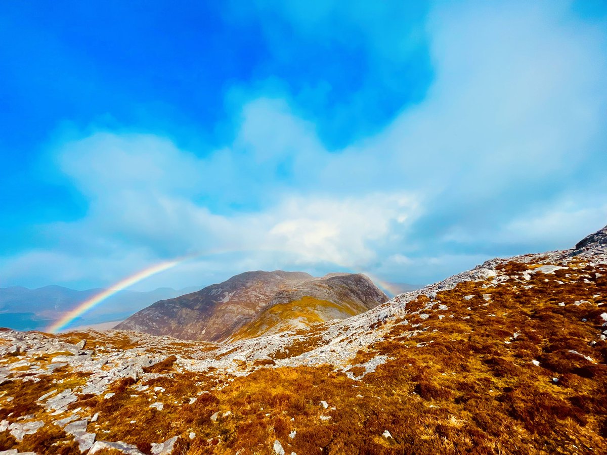 SaharAva's tweet photo. Rainbow over Maumturk mountains, my only photo of 36k &amp; 14.5 hrs of hiking in Maumturk Challenge #maumturkchallenge https://t.co/k1Yyx6OCG0