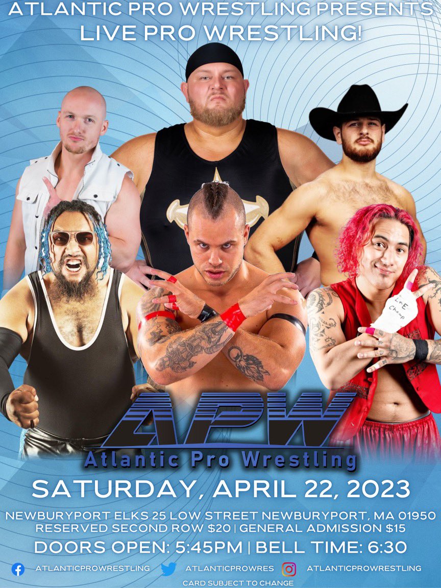Atlantic Pro Wrestling on Twitter "‼️Ticket Update‼️ Saturday, April 22, 2023 2️⃣ Front Row