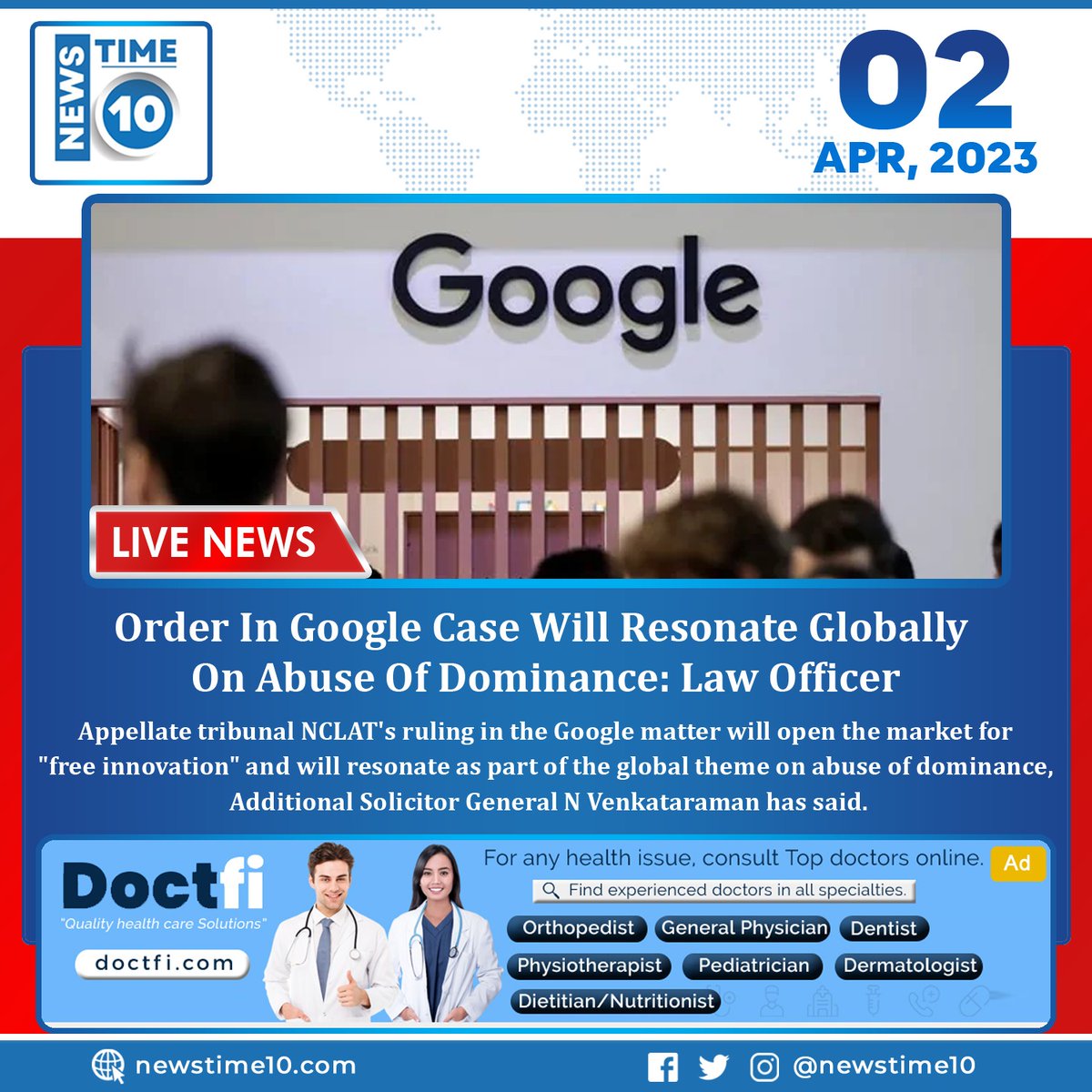 newstime_10's tweet photo. Order In Google Case Will Resonate Globally On Abuse Of Dominance: Law Officer
Read more: https://t.co/OJUuFA9KUM
#newstime10 #NT10 #LiveNews #news #google #googlecase #globally #abuse #dominance #lawofficer #appellate #freeinnovation #venkatraman #solicitor #googlematters https://t.co/pxwqR0rJS6