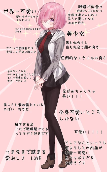 一番伸びたのはこの…俺視点のマシュってこうなんだよな…の絵 
