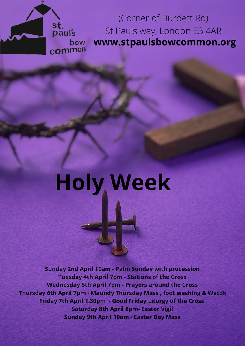 Today marks the start of Holy week. Join us for the following services.

#welcomein #SPBC #lent