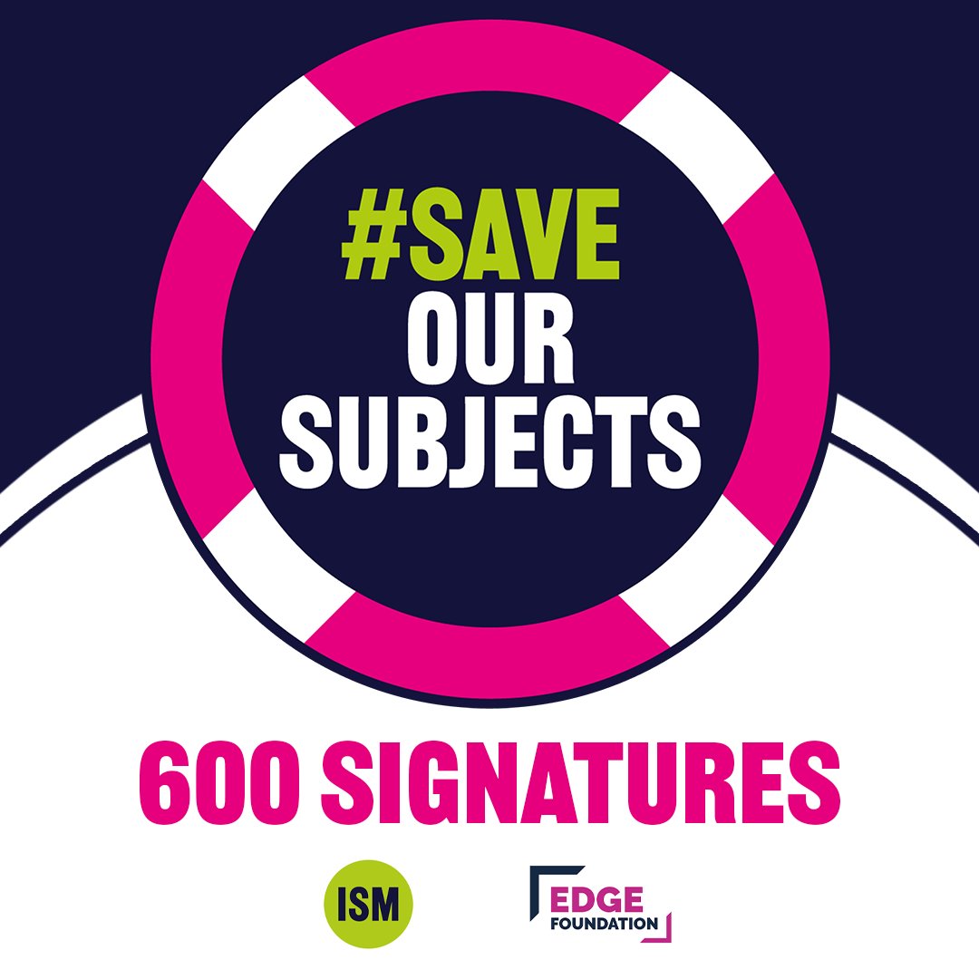 We've reached 600 signatures on our letter to Gillian Keegan MP, Secretary of State for Education! <a href="/ukEdge/">The Edge Foundation</a>

Thank you to everyone who has signed so far. If you haven't, add your name to the letter here: loom.ly/1VySxWU

#SaveOurSubjects