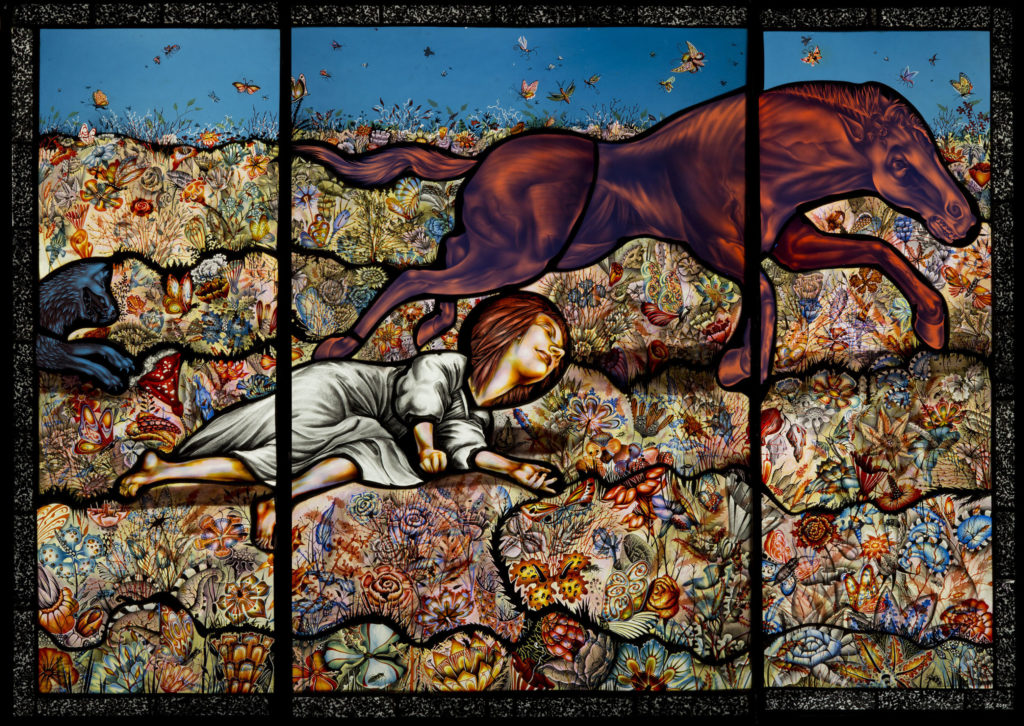 WomensArtForAll's tweet photo. Judith #Schaechter (.@judithschaechter) #WomenArtists #ArtByWomen #WomensArt •Horse Accident• (glass) https://t.co/P3KOJsYKtU