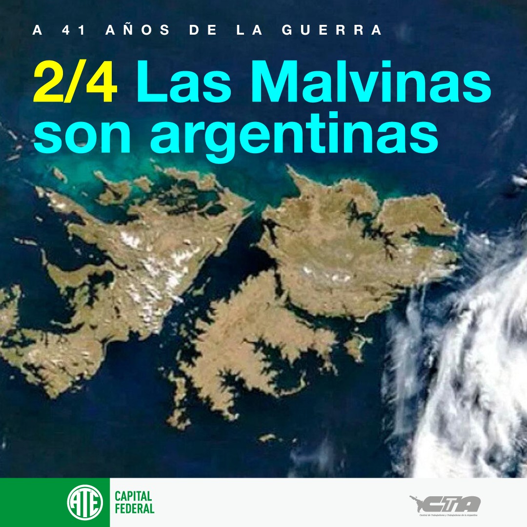 ATECapitalOk's tweet photo. A 41 años de la guerra recordamos a nuestros veteranos, veteranas y caídos. Siempre presentes en las reivindicaciones históricas de nuestro pueblo, las Malvinas son argentinas!
#MalvinasArgentinas https://t.co/orccJkWXGY