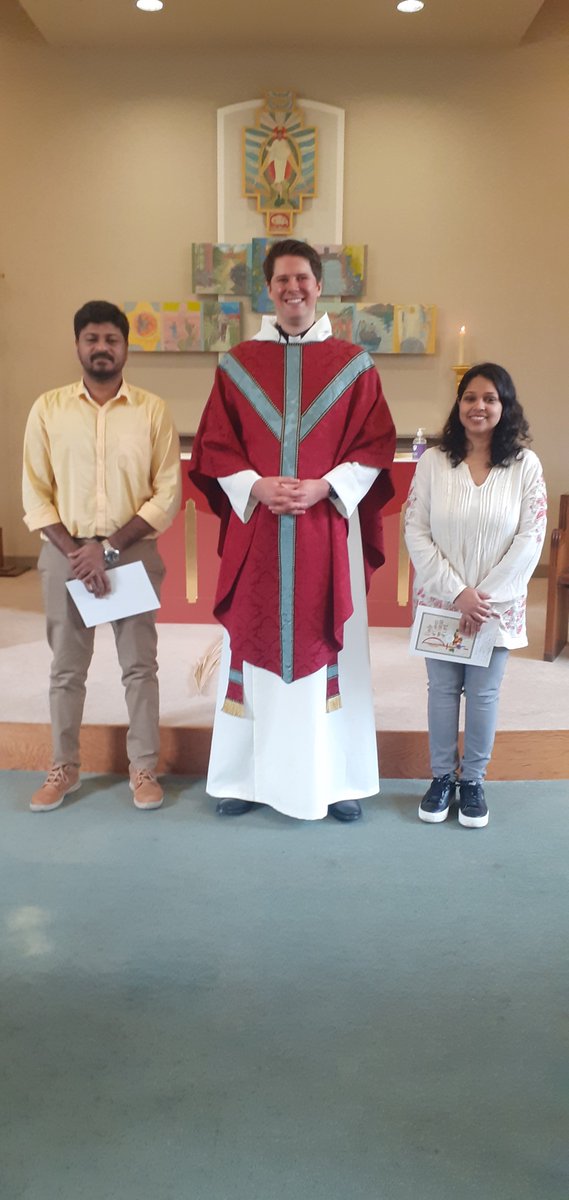 It was a joy to welcome Sharon and George to the Sacrament of Holy Communion this morning @StChrisM20. We pray for them at this new stage of their faith journey. @ChristChurchWD