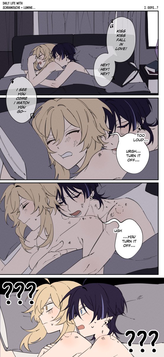majunjuu's tweet photo. [roommates au] "oops..?" #scaralumi https://t.co/IRonOQrnbR
