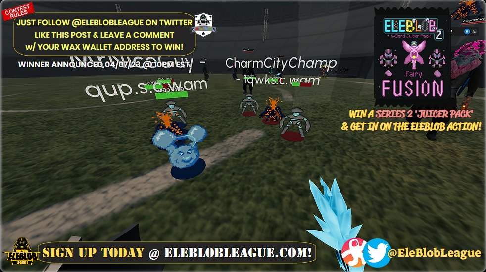 EleblobLeague's tweet image. 🥳DON&apos;T MISS OUT ON OUR CURRENT TWITTER GIVEAWAY! 🎁👀

🏟 Make Sure to &apos;FOLLOW&apos; The League on Twitter!
&apos;Like 👍&apos; This Post &amp;amp; Comment Your &apos;Wax Wallet&apos; Address Below to Enter! 👾🎉

🍀GOOD LUCK TO EVERYONE!
🏆EleBlobLeague.com

#EleBlob
#Immersys 
#EleBlobNFT
#EleBlobLeague