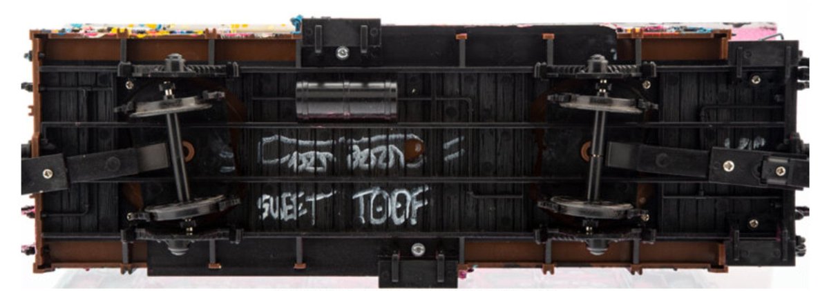 Untitled Box Car Graffiti Train Art Toy Sculpture by Sweet Toof 
sprayedpaint.com/products/untit… 

#animal #sweettoof #2021 #boxcar #fish #acrylic