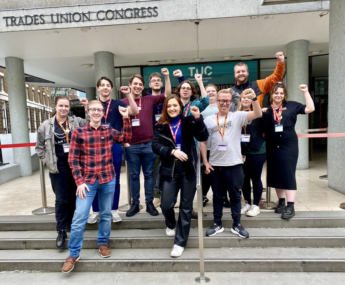 Been a v inspiring and energising weekend discussing creative ways we can pull unions into the future. What you see in the photo below is the next generation of UK unionists and what #TUCYWC23 demonstrated most is how ready we are to expand our movement and fight for all workers!