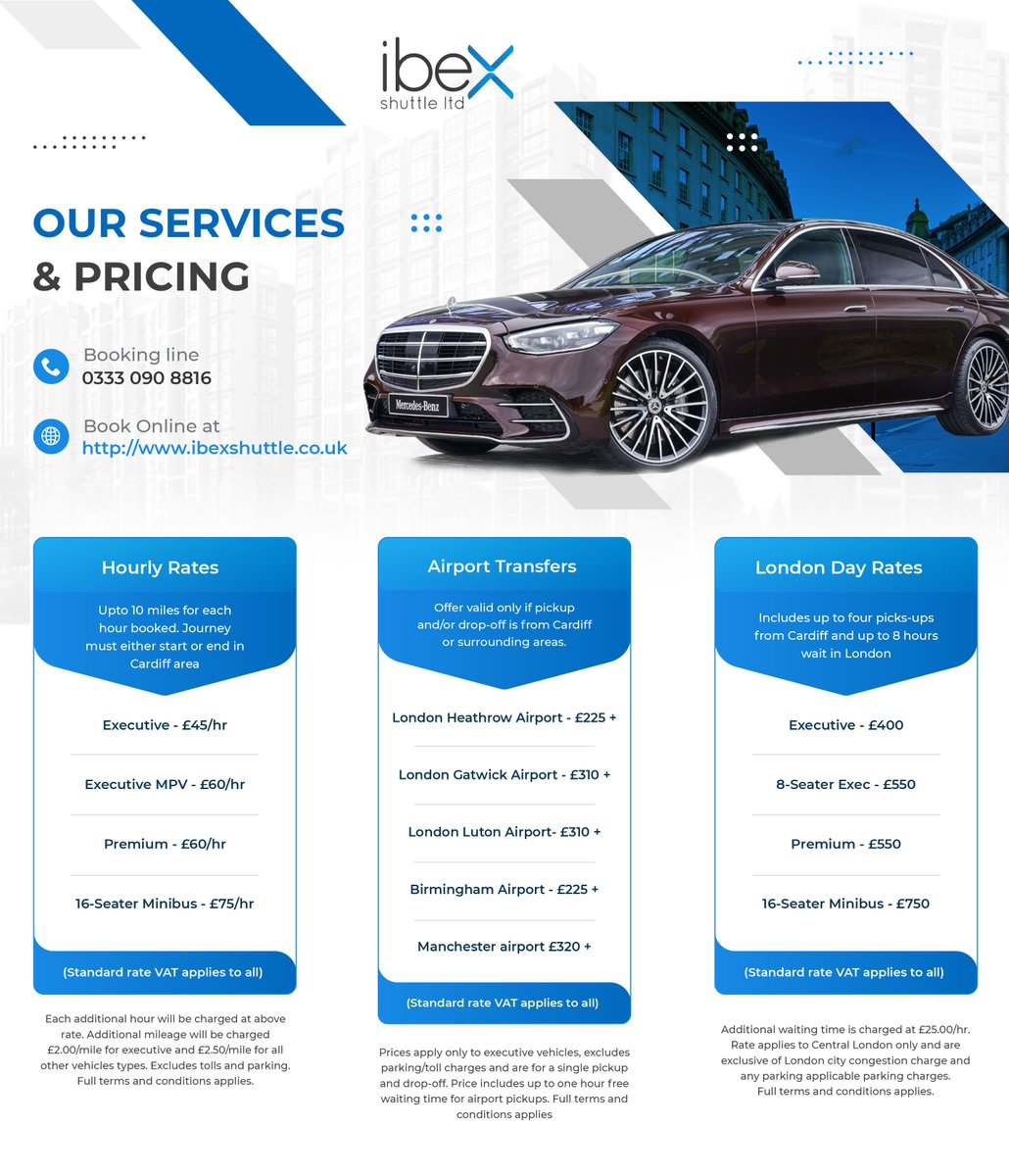 IbexShuttle's tweet image. Hey guys, Check out our latest offerings for your one stop transport solutions. All prices subject to VAT.