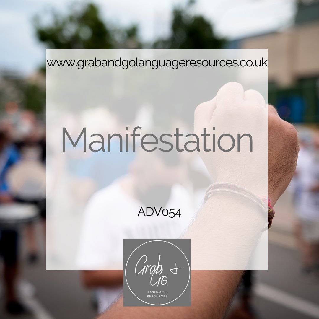 Resource of the Day - Manifestation - Demonstrations with audio recording by a native speaker.  Lots of exercises - gap fill, missing words, vocab development 
Only £0.97 for today only - a new offer added each day

grabandgolanguageresources.co.uk/shop/p/adv054-…