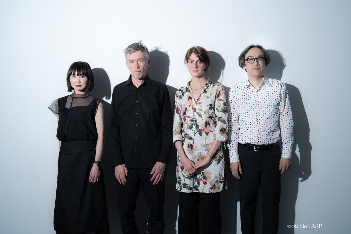AtsukoLasp's tweet photo. We took a cool group photo of modern music composers/performers, specialized in Acousmonium, at SHIBAURA HOUSE in Tokyo, on 1 April, 2023.  from left Ayako Sato, Olivier Lamarche, Nathanaëlle Raboisson and Tomonari Higaki.  photo by ATSUKO ITO (Studio LASP)  #アー写 https://t.co/31WqRFA8Dh