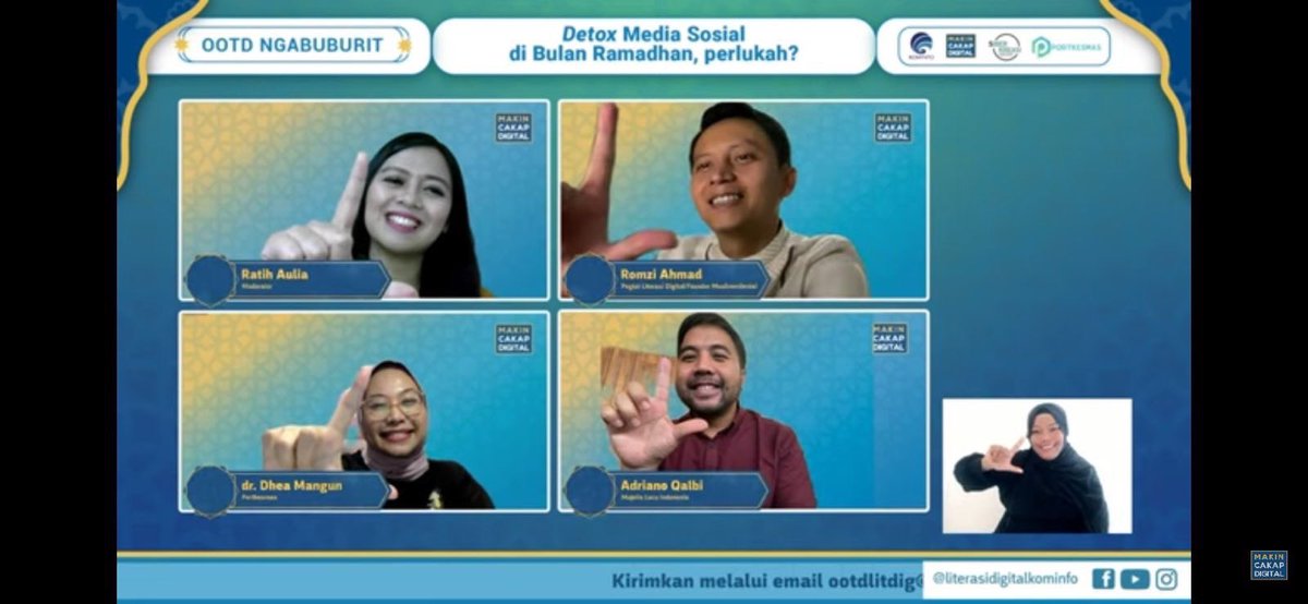 Portkesmas menemani warganet dalam rangkaian acara OOTD Ngabuburit #MakinCakapDigital bertajuk 'Detox Media Sosial di Bulan Ramadhan, Perlukah?'. 
Kegiatan ini diharapkan dapat meningkatkan literasi digital serta mendorong upaya kesehatan masyarakat esensial.