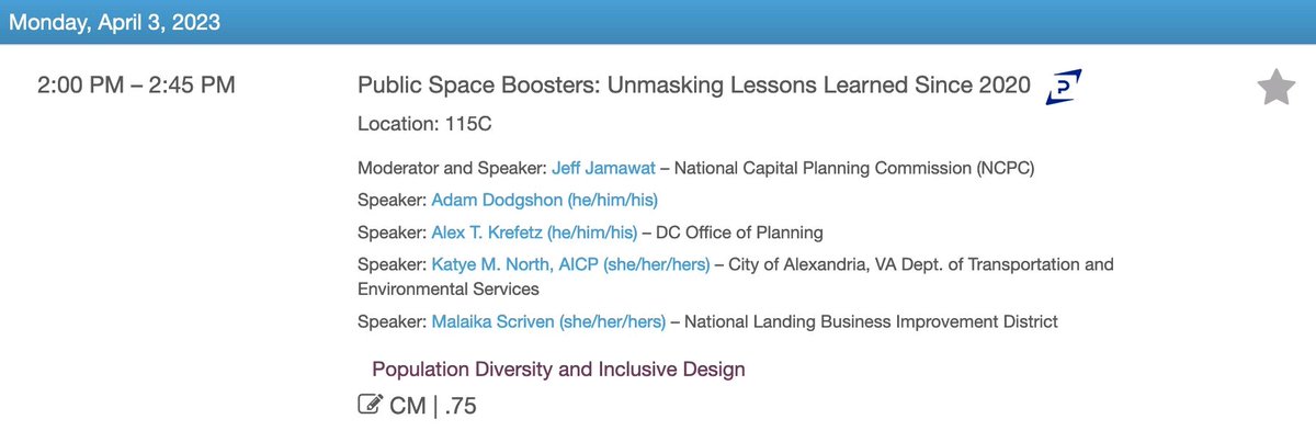 📢 If you're at @APA_Planning #NPC23, come check out @NCPCgov @AlexandriaVATES @NationalLanding @OPinDC @PGPlanningMD panel on #publicspace investments

⌚️Monday, 2pm
📍Room 115C