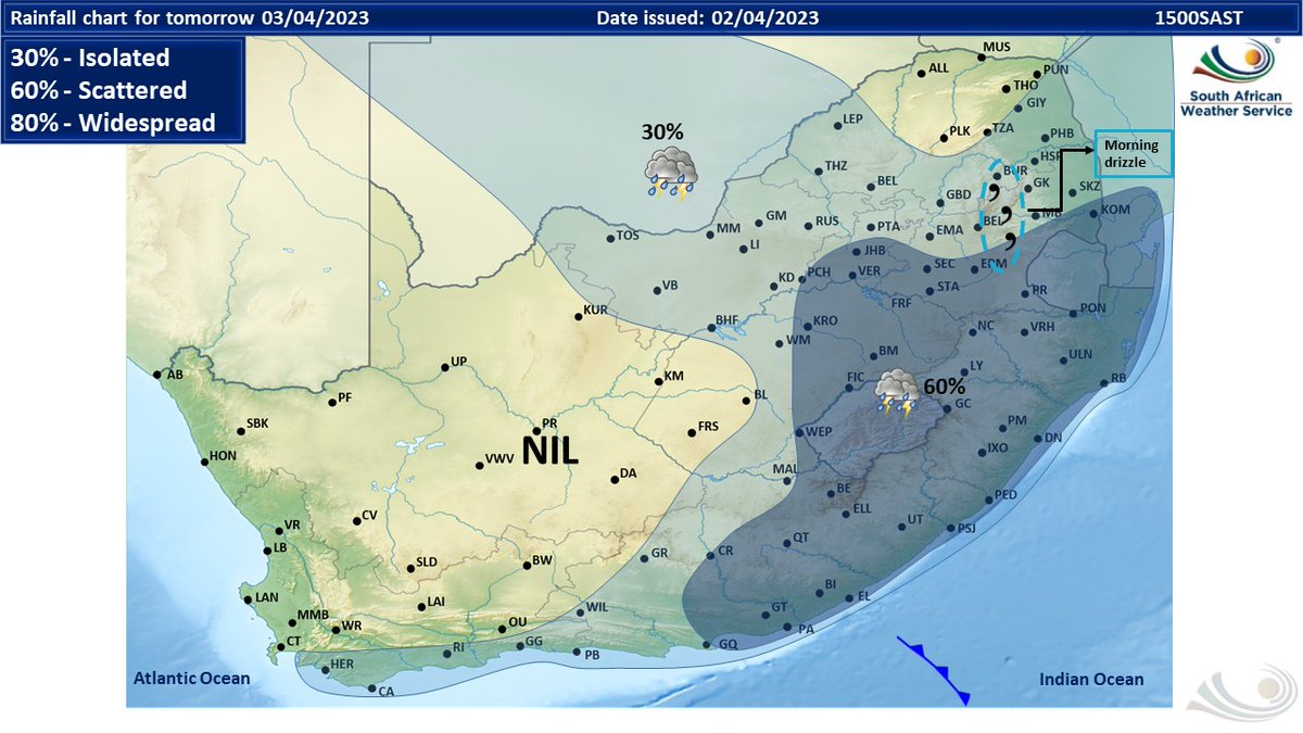 SA Weather Service on Twitter "Rainfall forecast for tomorrow 3 April
