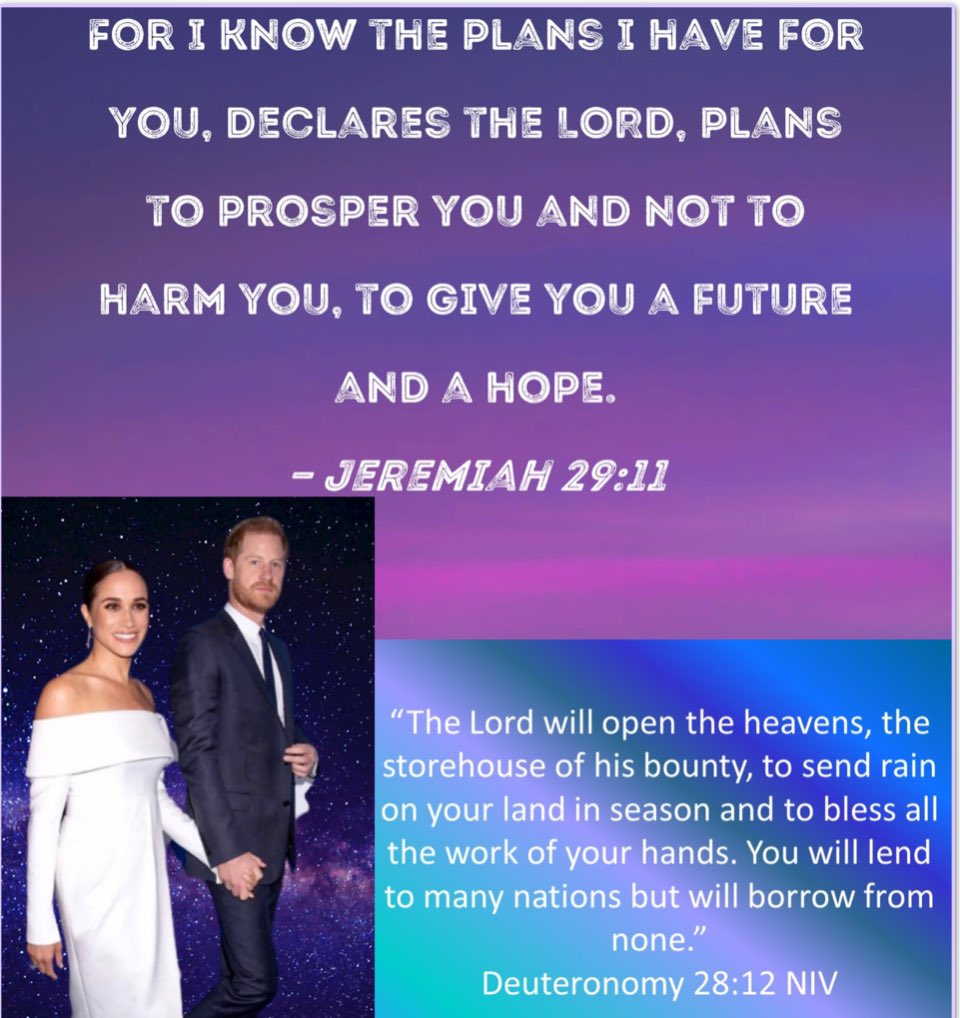 #SussexPrayer
“For I know the plans I have for you,” declares the Lord,
“plans to prosper you and not to harm you, plans to give
you hope and a future”. 

God of Truth and Light Protect and Guide
HMAL&D, deliver them from all enemies?
Bless them with Love,Happiness, Joy&Peace!✝️